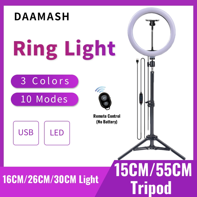 Photography Lighting Circle - Anneau d'éclairage LED pour Selfie, 16cm/26cm/30cm,