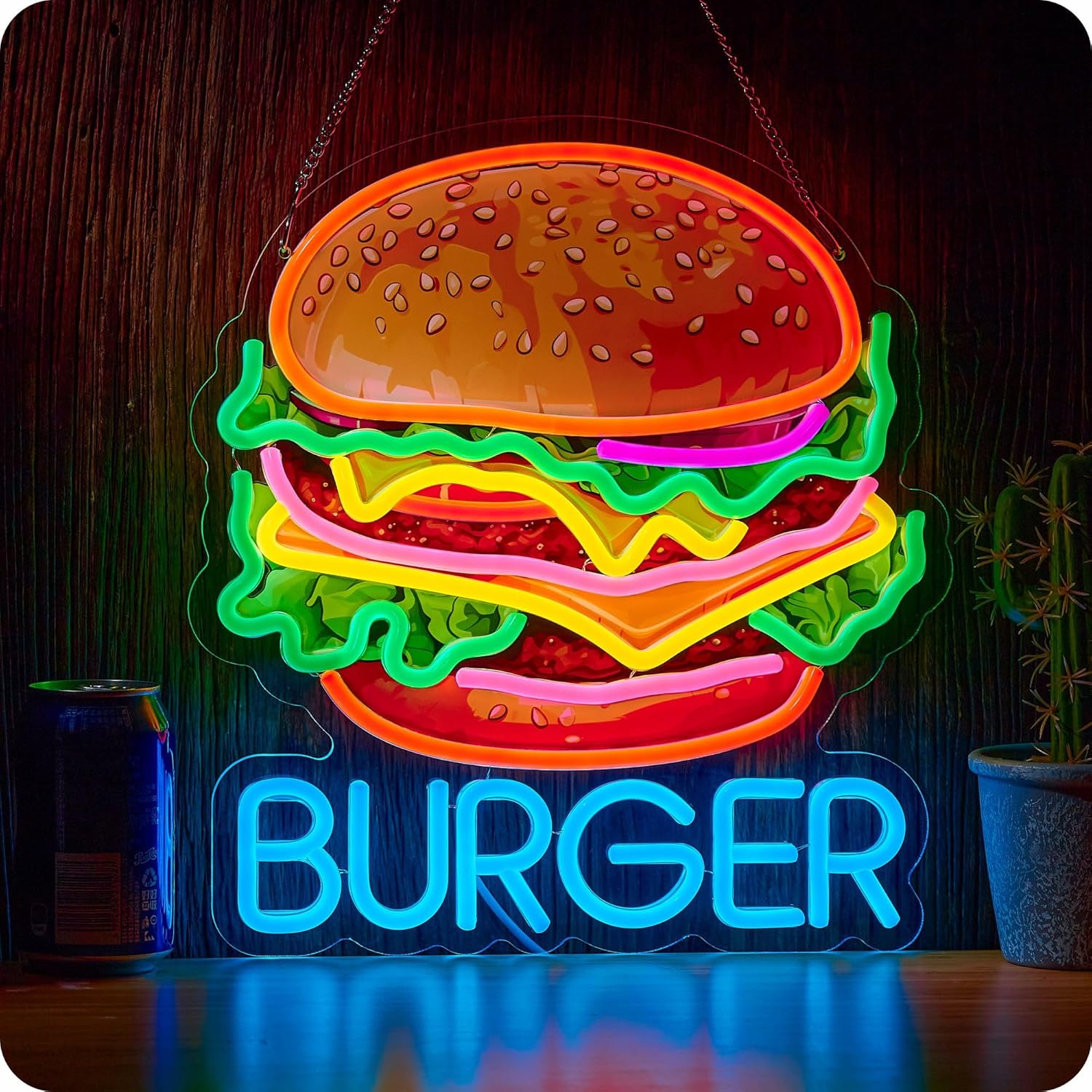 Photography Lighting For Food - Enseigne lumineuse néon Burger, décoration murale