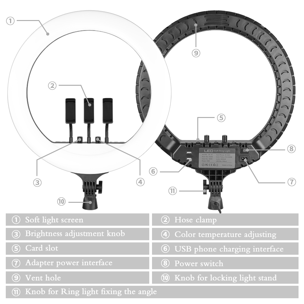 Anneau lumineux LED SH 18 pouc - Photography Lighting Circle avis et prix