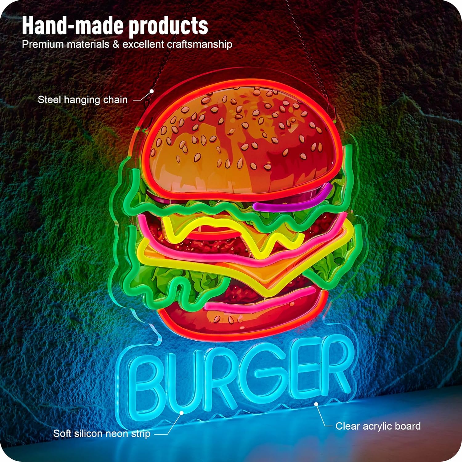 Enseigne lumineuse néon Burger - Photography Lighting For Food avis et prix