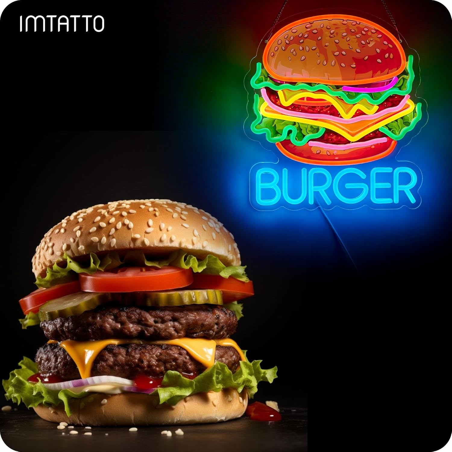 Enseigne lumineuse néon Burger - Photography Lighting For Food avis et prix